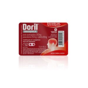 Analgésico Doril Enxaqueca 250mg + 250mg + 65mg 4 Comprimidos Revestidos