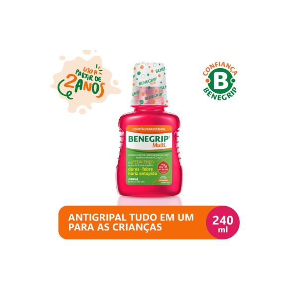 Benegrip Multi Kids Antigripal Analgésico e Descongestionante Solução Oral 240ml