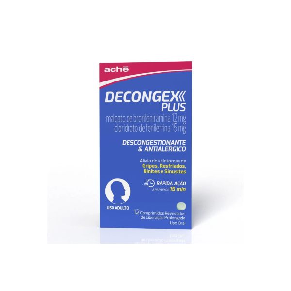Decongex Plus Maleato de Clorfeniramina 12mg + Cloridrato Fenillefrina 15mg 12 Comprimidos