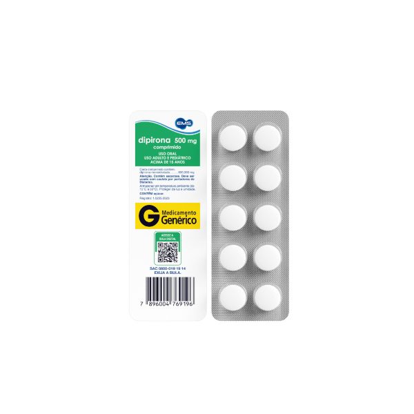 Dipirona Monoidratada 500mg 10 Comprimidos Genérico EMS