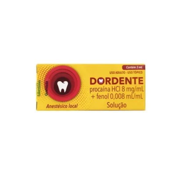 Dordente 8mg/ml + 0,008ml/ml Solução Tópica 3ml